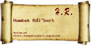 Hambek Róbert névjegykártya