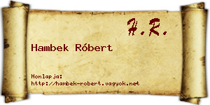 Hambek Róbert névjegykártya